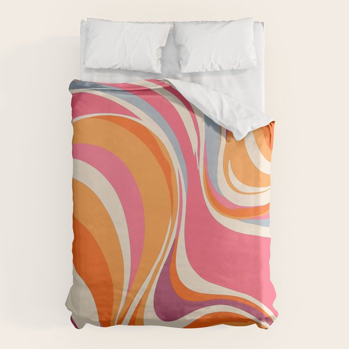 Abstract Swirl Groovy Retro 70s Duvet Cover Gallery Image 1