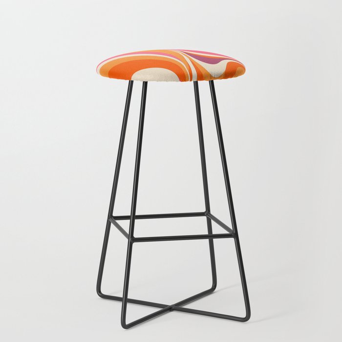 Abstract Swirl Groovy Retro 70s Stool Gallery Image 1