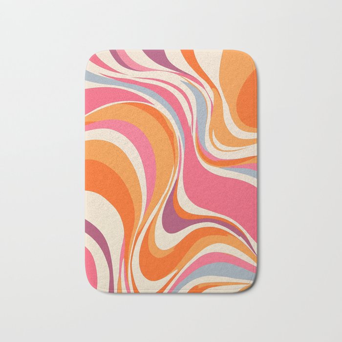 Abstract Swirl Groovy Retro 70s Bath Mat Gallery Image 1