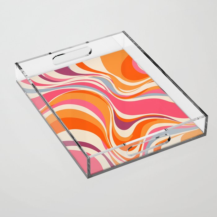 Abstract Swirl Groovy Retro 70s Acrylic Tray Gallery Image 1