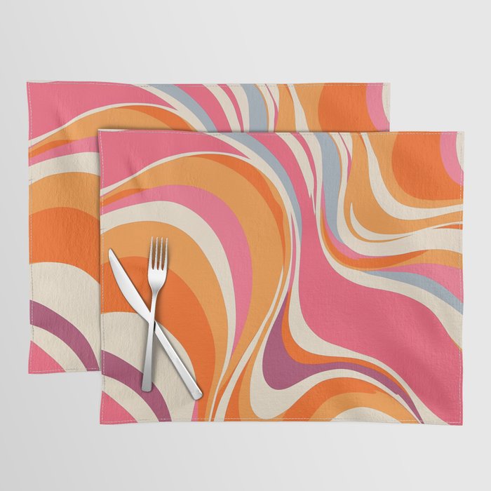 Abstract Swirl Groovy Retro 70s Placemat Gallery Image 1