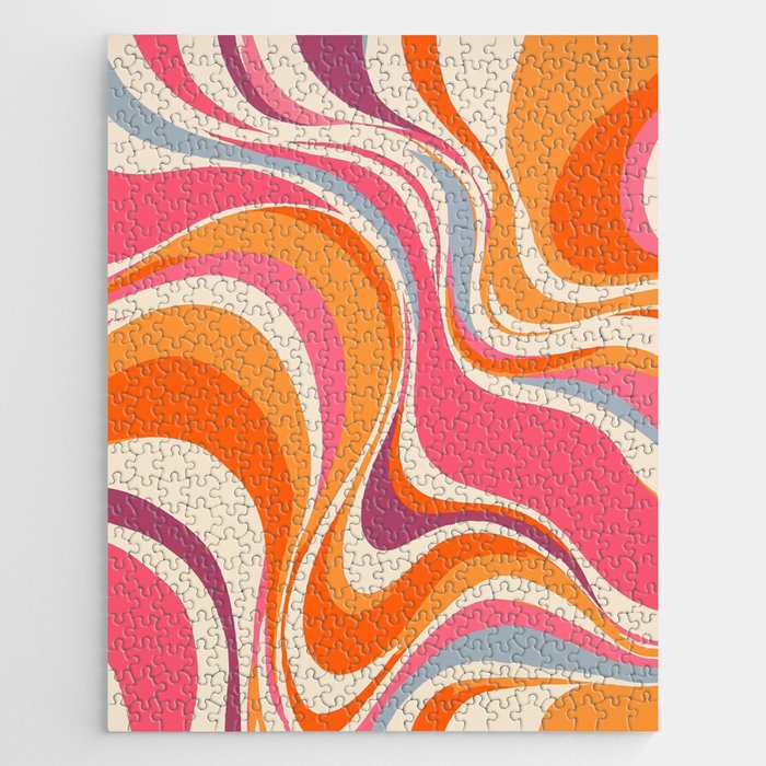 Abstract Swirl Groovy Retro 70s Jigsaw Puzzle Gallery Image 1