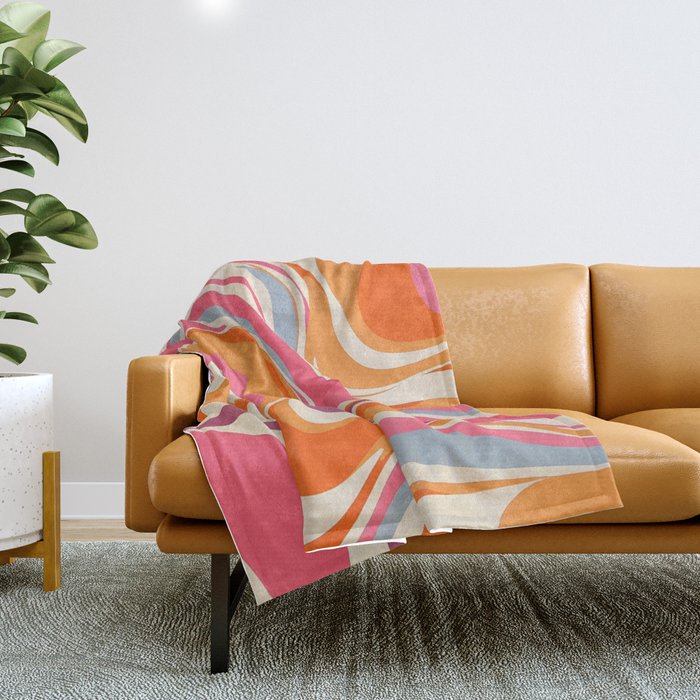 Abstract Swirl Groovy Retro 70s Throw Blanket Gallery Image 1