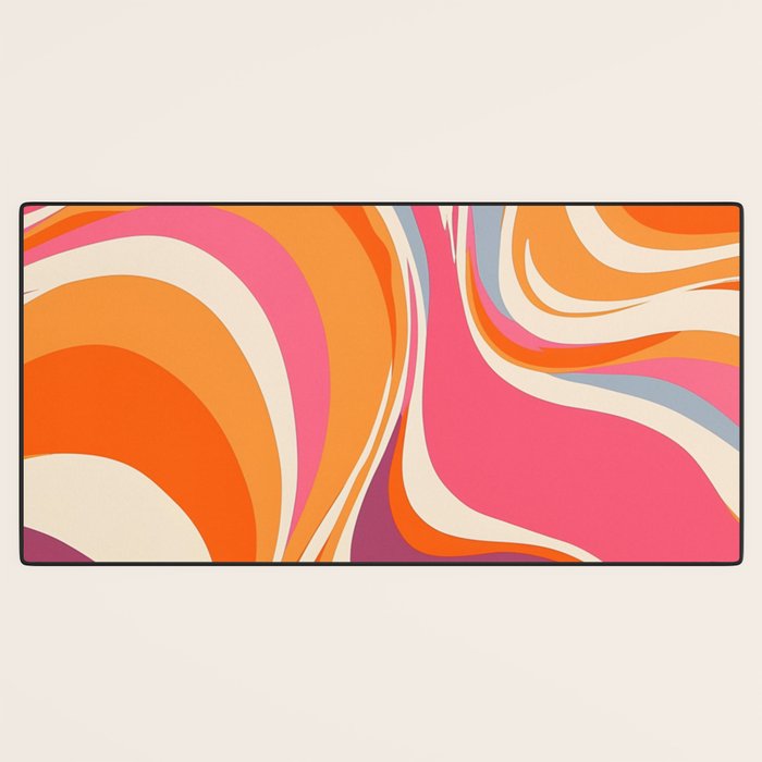 Abstract Swirl Groovy Retro 70s Desk Mat Gallery Image 3