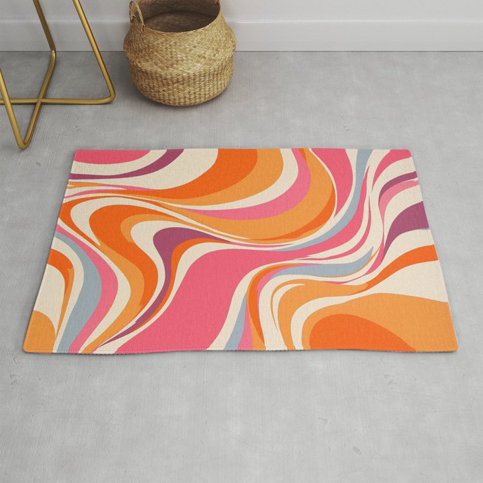 Abstract Swirl Groovy Retro 70s Rug Gallery Image 1
