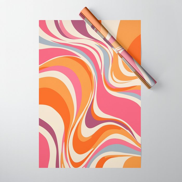 Abstract Swirl Groovy Retro 70s Wrapping Paper Gallery Image 1