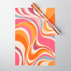 Abstract Swirl Groovy Retro 70s Wrapping Paper Gallery Image 1