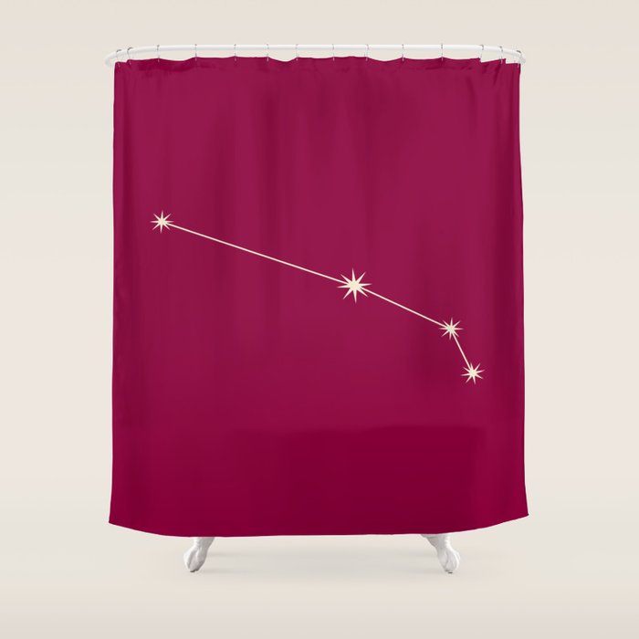 Aries Zodiac Star Constellation Line Art Magenta Pink Shower Curtain Gallery Image 1