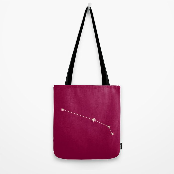 Aries Zodiac Star Constellation Line Art Magenta Pink Tote Bag Gallery Image 2