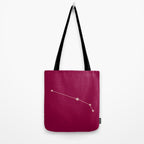 Aries Zodiac Star Constellation Line Art Magenta Pink Tote Bag Gallery Image 2