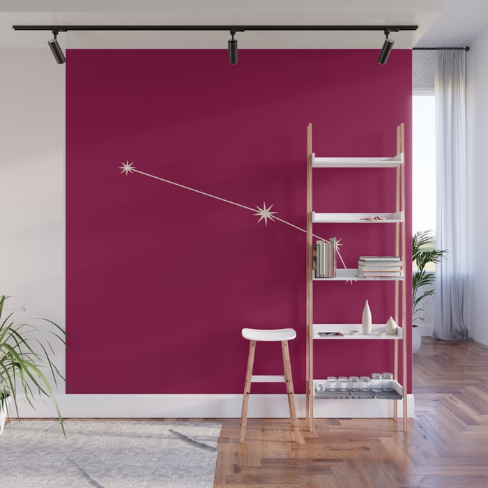 Aries Zodiac Star Constellation Line Art Magenta Pink Wall Mural Gallery Image 1