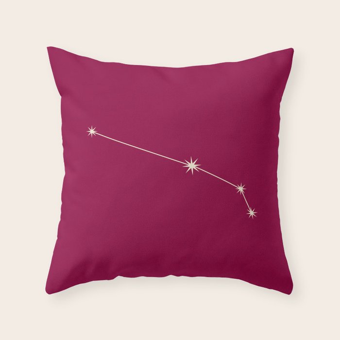 Aries Zodiac Star Constellation Line Art Magenta Pink Throw Pillow Gallery Image 6