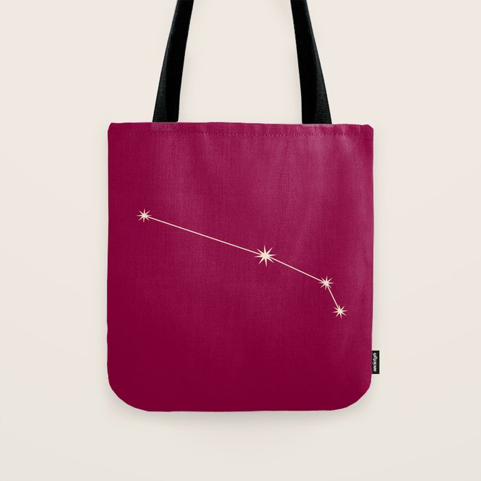 Aries Zodiac Star Constellation Line Art Magenta Pink Tote Bag Gallery Image 1