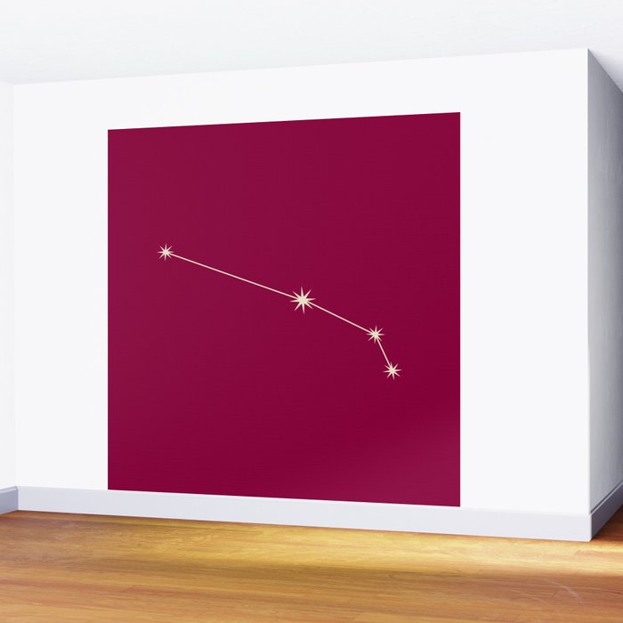 Aries Zodiac Star Constellation Line Art Magenta Pink Wall Mural Gallery Image 2