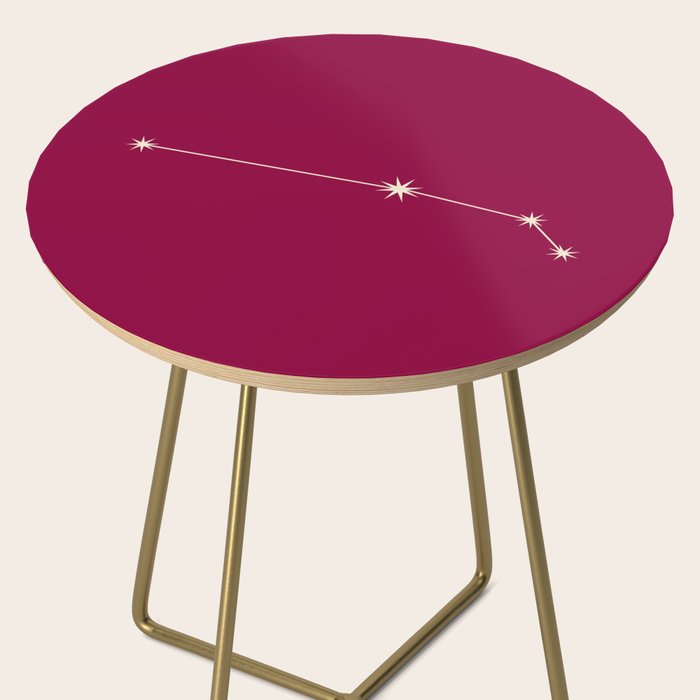 Aries Zodiac Star Constellation Line Art Magenta Pink Side Table Gallery Image 2