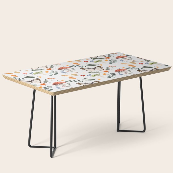 Whimsical Autumn Butterfly with Mushrooms and Leaves Coffee Table Gallery Image 1