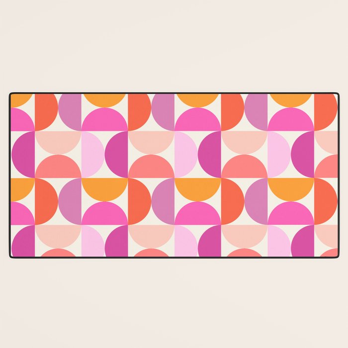 Mid Century Modern Shapes - Pink Desk Mat Gallery Image 3