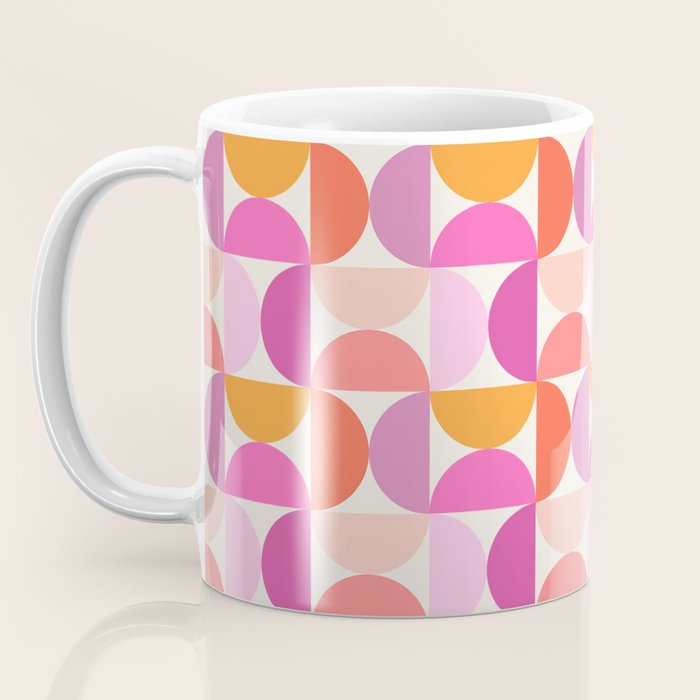 Mid Century Modern Shapes - Pink Coffee Mug Gallery Image 3
