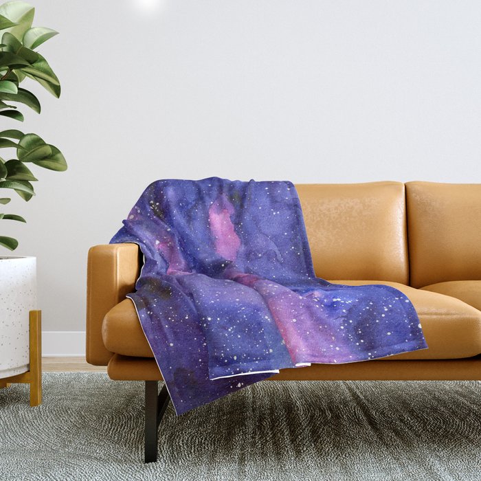Galaxy Pattern Watercolor Throw Blanket Gallery Image 1