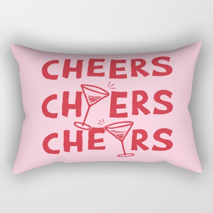 Cheers. Cocktails and Drinks in Pink and Red Rectangular Pillow Gallery Image 2