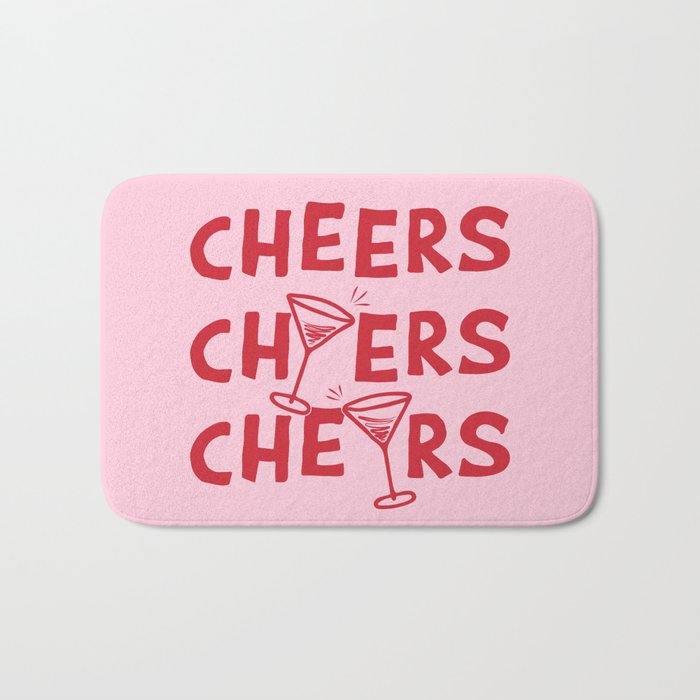 Cheers. Cocktails and Drinks in Pink and Red Bath Mat Gallery Image 1