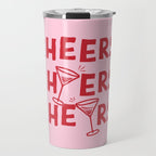 Cheers. Cocktails and Drinks in Pink and Red Travel Mug Gallery Image 1