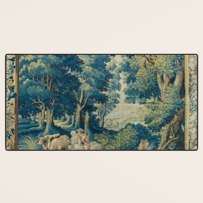 Antique 17th Century Flemish Verdure Lovers Landscape Tapestry Desk Mat Gallery Image 3