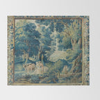 Antique 17th Century Flemish Verdure Lovers Landscape Tapestry Throw Blanket Gallery Image 2