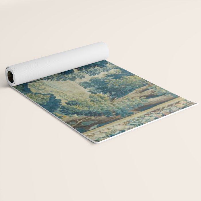 Antique 17th Century Flemish Verdure Lovers Landscape Tapestry Yoga Mat Gallery Image 2