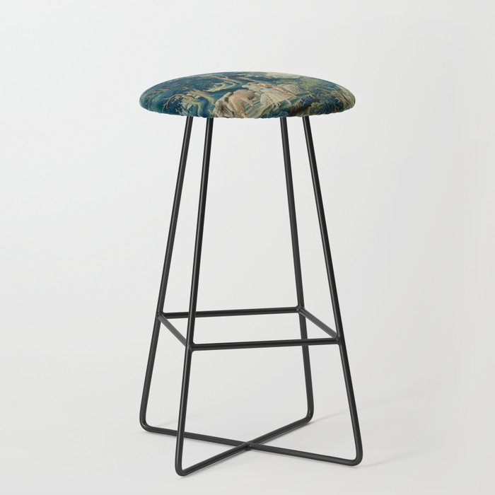 Antique 17th Century Flemish Verdure Lovers Landscape Tapestry Stool Gallery Image 1