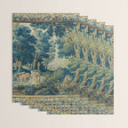 Antique 17th Century Flemish Verdure Lovers Landscape Tapestry Wrapping Paper Gallery Image 3
