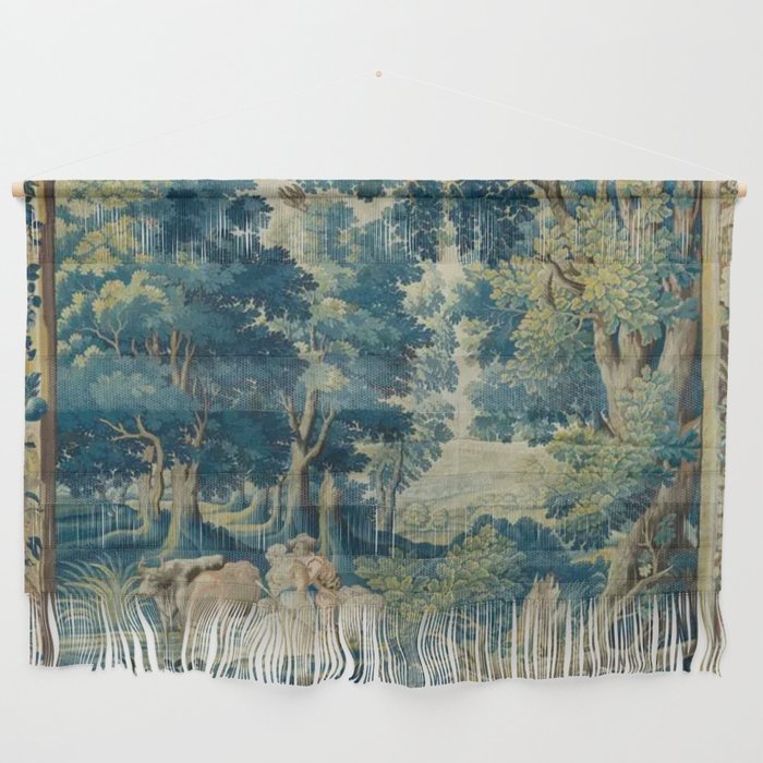 Antique 17th Century Flemish Verdure Lovers Landscape Tapestry Wall Hanging Gallery Image 1