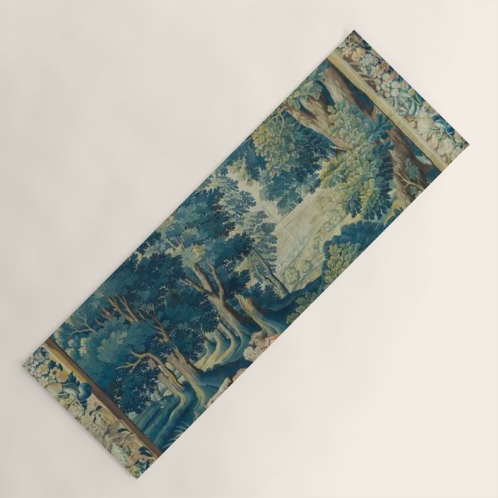 Antique 17th Century Flemish Verdure Lovers Landscape Tapestry Yoga Mat Gallery Image 1
