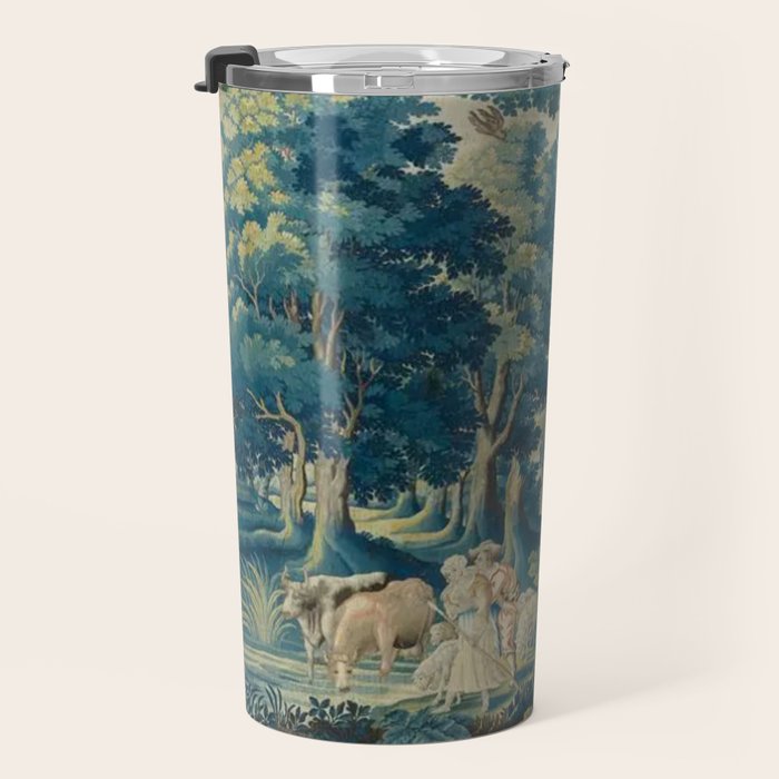 Antique 17th Century Flemish Verdure Lovers Landscape Tapestry Travel Mug Gallery Image 3