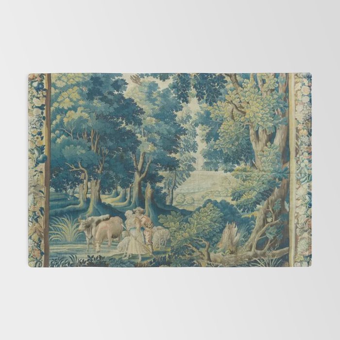 Antique 17th Century Flemish Verdure Lovers Landscape Tapestry Rug Gallery Image 2