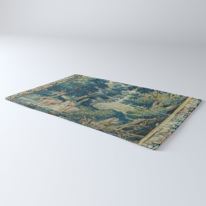 Antique 17th Century Flemish Verdure Lovers Landscape Tapestry Rug Gallery Image 3