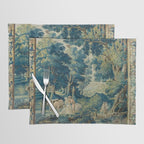Antique 17th Century Flemish Verdure Lovers Landscape Tapestry Placemat Gallery Image 1