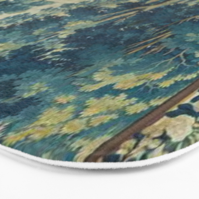 Antique 17th Century Flemish Verdure Lovers Landscape Tapestry Bath Mat Gallery Image 3