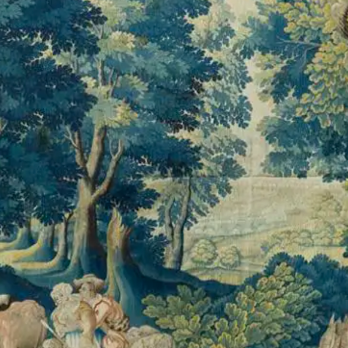 Antique 17th Century Flemish Verdure Lovers Landscape Tapestry Coffee Mug Gallery Image 2