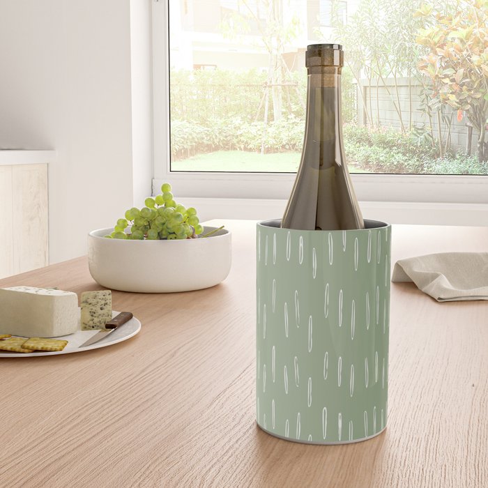 Raindrop Boho Abstract Pattern, Sage Green Wine Chiller Gallery Image 4