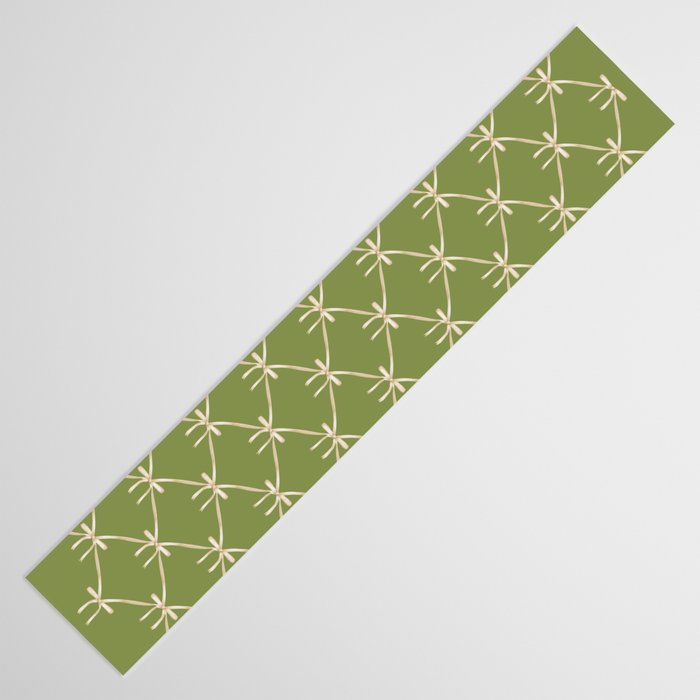 Bows & Ribbons Pattern XXIII Olive Green Table Runner Gallery Image 3