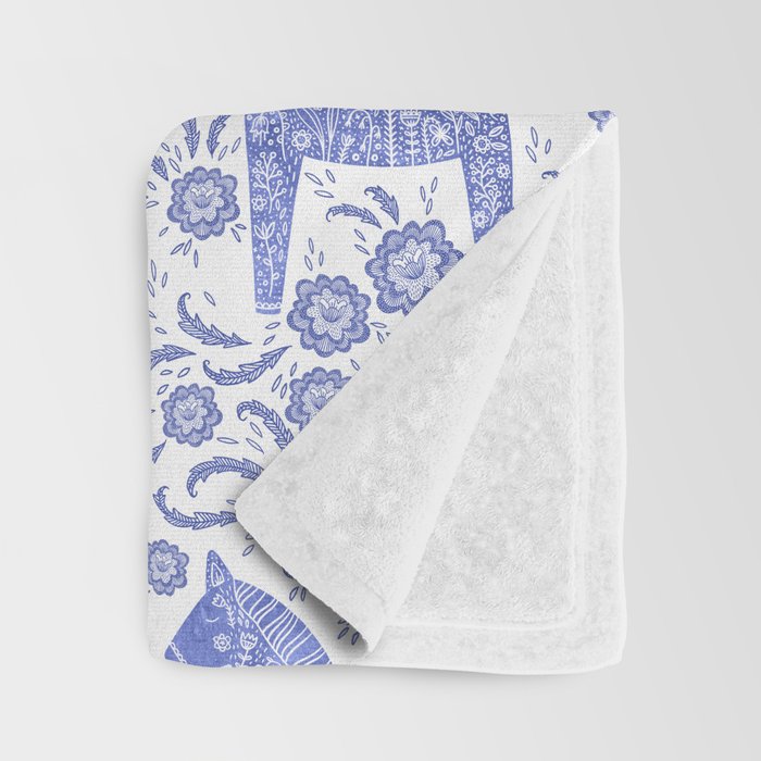 Swedish Dala Horse Blue Throw Blanket Gallery Image 3