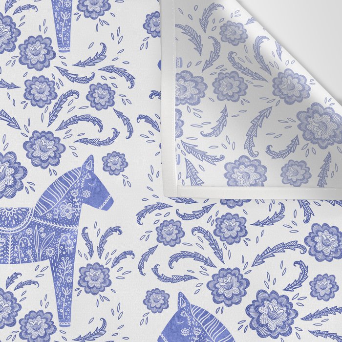 Swedish Dala Horse Blue Wall Tapestry Gallery Image 3