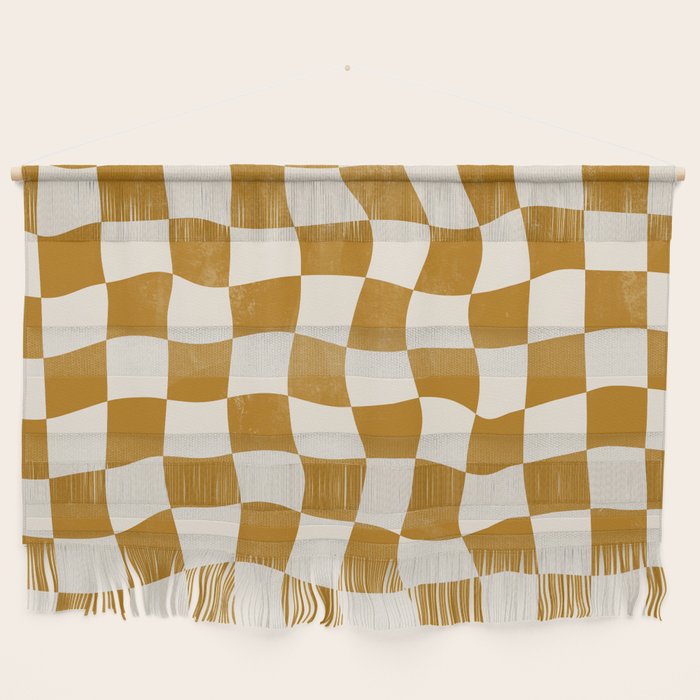 Warped Checkerboard - Gold Orange Wall Hanging Gallery Image 1