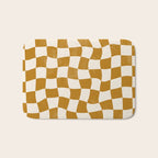 Warped Checkerboard - Gold Orange Bath Mat Gallery Image 1