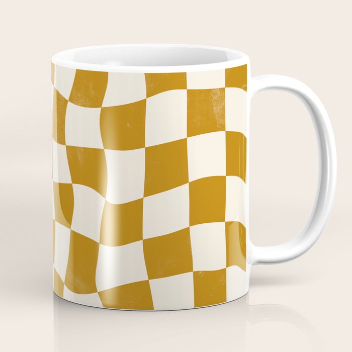 Warped Checkerboard - Gold Orange Coffee Mug Gallery Image 1