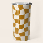 Warped Checkerboard - Gold Orange Travel Mug Gallery Image 2