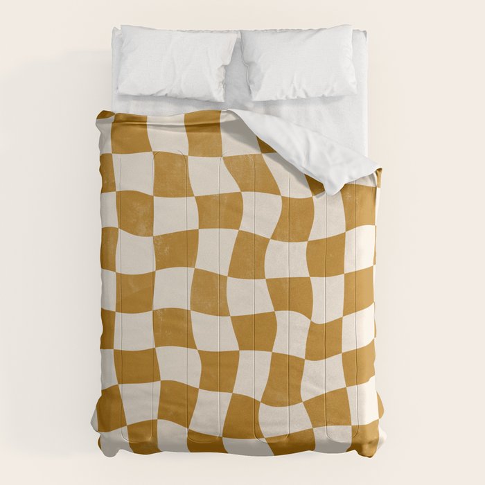 Warped Checkerboard - Gold Orange Comforter Gallery Image 6