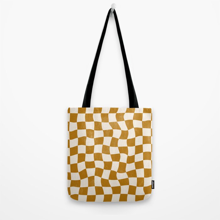 Warped Checkerboard - Gold Orange Tote Bag Gallery Image 2