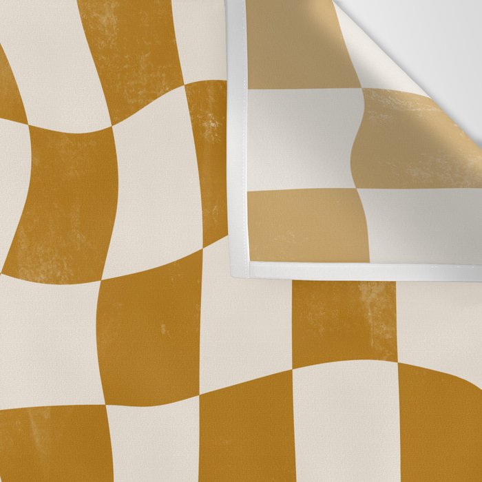 Warped Checkerboard - Gold Orange Wall Tapestry Gallery Image 3